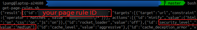 Write Page Rules ID & Change That security_level