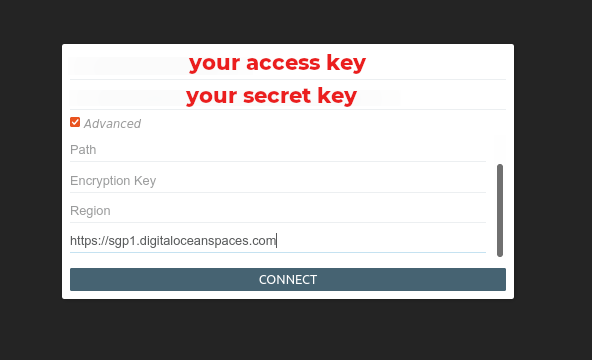 Login Using Spaces Keys
