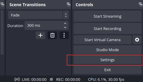 Setting Menu OBS