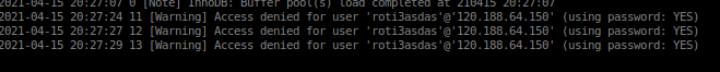 Log di error.log mysql, 3 Kali Gagal Login