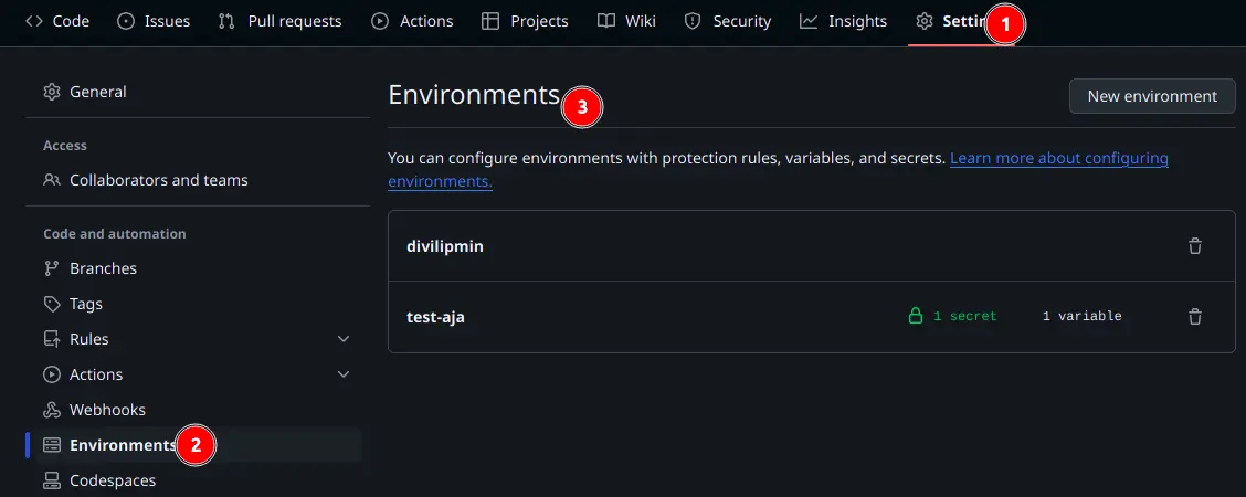 Environment Menu