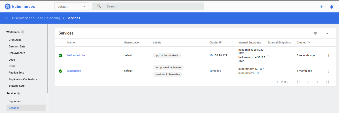 Service ‘hello-minikube’ Succesfully Created