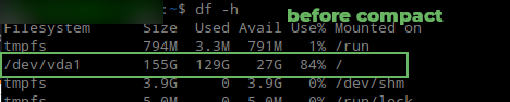 Disk Size Before Run compact