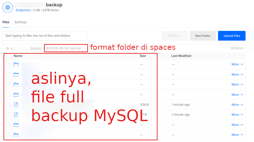Cek di Spaces Dashboard