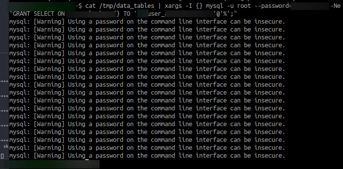 Grant Access to Multiple Tables Success