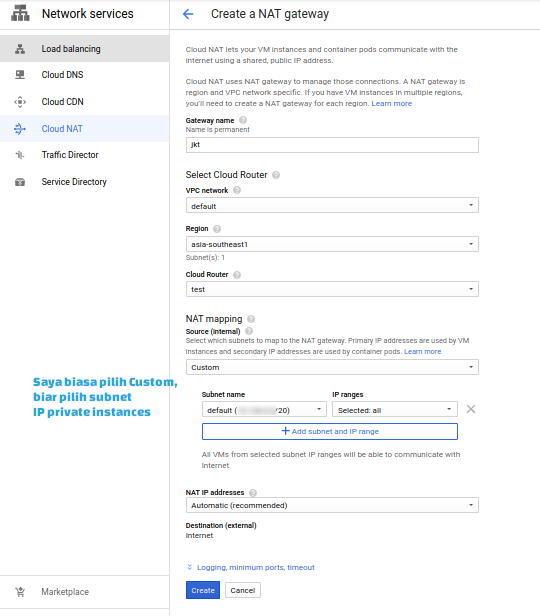 Membuat NAT Gateway