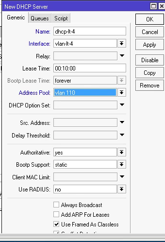 Aktifkan DHCP
